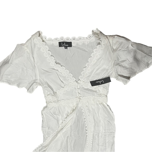 Lulu’s XS open maxi dress with lace trim white NWT - Picture 4 of 4